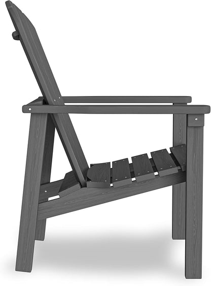 nevilywood Compact Stackable Adirondack Chairs, 26.3" Wide HDPE Outdoor Patio Chairs - Durable, Space-Saving Design for Porch, Lawn or Garden, Grey