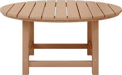 WestinTrends Malibu Low Outdoor HDPE Round Patio Coffee Table, Teak