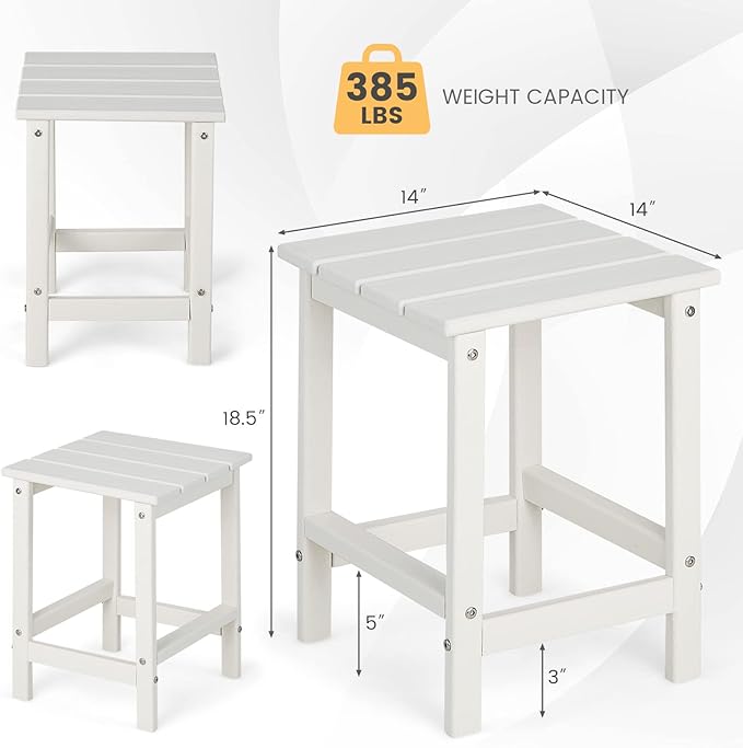 Tangkula Square Outdoor Side Table, Weather Resistant HDPE Adirondack Table - Photo 3