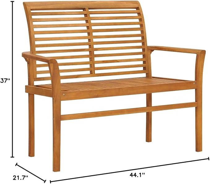 Patio Bench with Cream White Cushion Garden Bench Outdoor Bench for Outdoors Porch Entryway Furniture for Yard 44.1" Solid Teak Wood