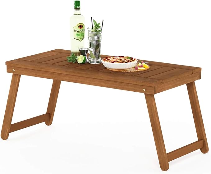 Furinno DALAM Patio Table, Folding Outdoor Side Table with Slatted Tabletop, Coffee Table, for Indoor, Balcony, Patio - Photo 6