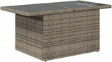 Outdoor Patio Table Grey Synthetic Rattan Rectangular Adjustable Height Tempered Glass Top for Garden Balcony Terrace - Photo 4