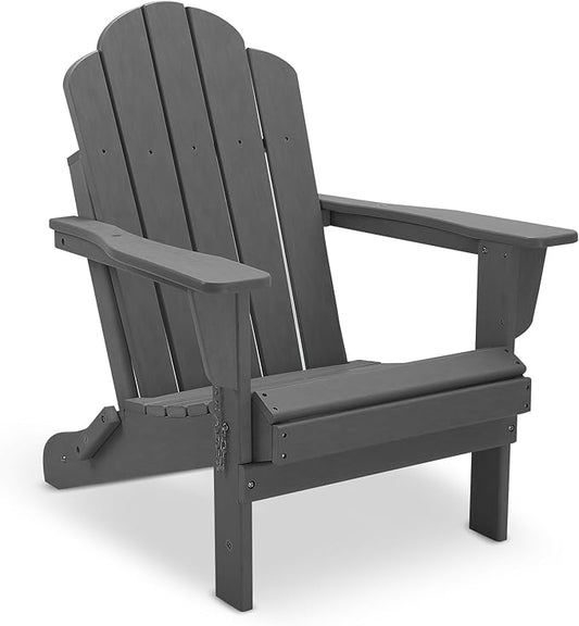 Folding Adirondack Chair, Outdoor Patio Chair Lawn Chair,Weather Resistant for Patio Deck Garden, Backyard, Bonfire& Lawn Furniture Lawn Seating（Grey）