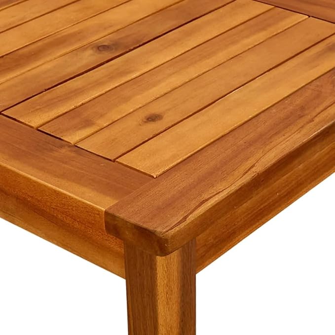Coffee Table Natural Wood Solid Acacia Wood 17.7x17.7 in Simple,Solid Acacia Wood Outdoor Coffee Table with Slatted Design for Garden & Patio Patio Furniture