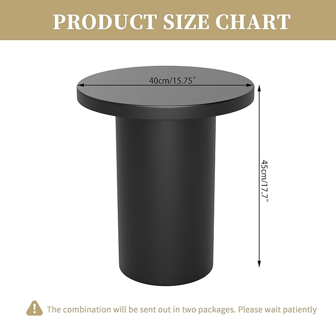 Round Metal Outdoor Patio Side Table, Steel Outdoor Accent Table, Black Small End Table, Patio Furniture, for Garden, Pool, Yard, Balcony, Living Room, Deck, Weather Resistant, No Assembly