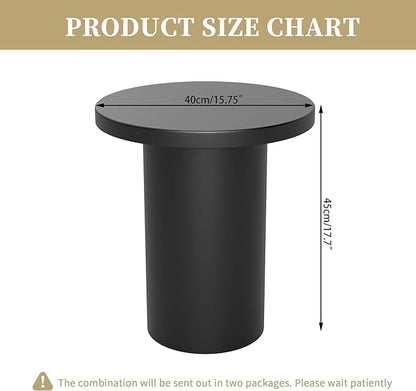 Round Metal Outdoor Patio Side Table, Steel Outdoor Accent Table, Black Small End Table, Patio Furniture, for Garden, Pool, Yard, Balcony, Living Room, Deck, Weather Resistant, No Assembly