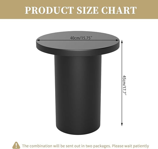 Round Metal Outdoor Patio Side Table, Steel Outdoor Accent Table, Black Small End Table, Patio Furniture, for Garden, Pool, Yard, Balcony, Living Room, Deck, Weather Resistant, No Assembly