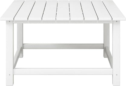 WestinTrends Malibu Low Outdoor HDPE Square Patio Coffee Table, White