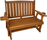 Fortune Candy Wooden Patio Glider, with Cup Holders, High Back and Deep Contoured Seat, Solid Fir Wood - Photo 8