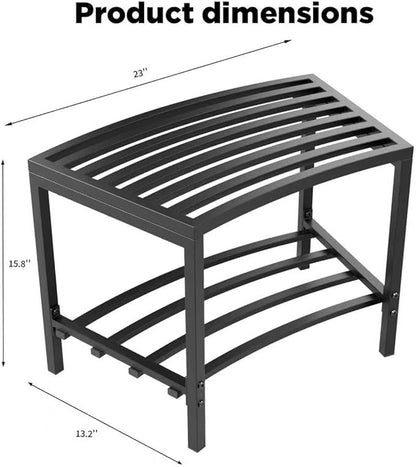 Metal Curved Fire Pit Bench Set of 4,Heavy Duty Steel Backless Benches, Weatherproof Garden Chair Seating Suitable for Backyard, Garden, Porch, and Patio (Black)