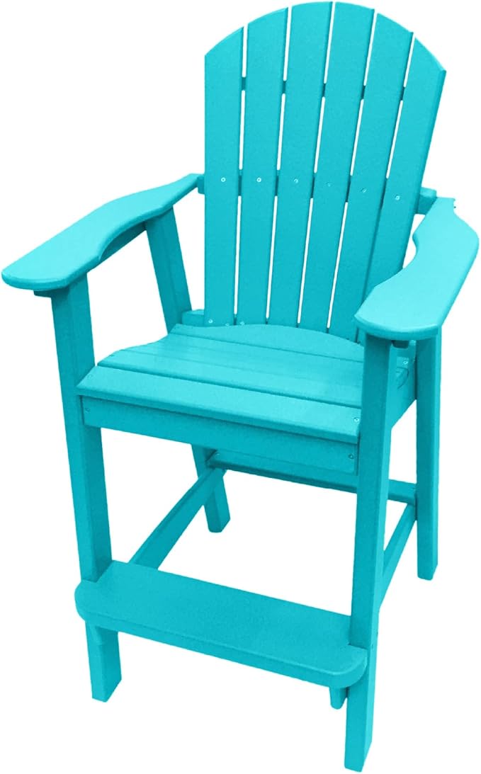 Phat Tommy Tall Adirondack Chair - HDPE Outdoor Furniture - Poly Adirondack Bar Stool - Heavy, Stress Free Furniture for Balcony, Deck, Patio, Front Porch, Teal