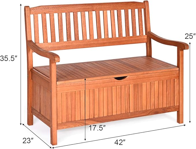 Tangkula Outdoor Wood Storage Bench Deck Box - Photo 3