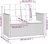 Patio Bench with Cushions Gray 41.3" Poly Rattan Deck Bench Outdoor Bench Garden Bench Porch Bench for patios, Gardens - Photo 3
