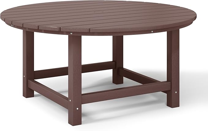 WestinTrends Dylan 5-Piece Outdoor Patio HDPE Adirondack Chair with Round Coffee Table Conversation Set, Dark Brown