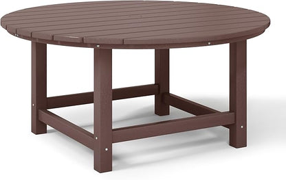 WestinTrends Dylan 5-Piece Outdoor Patio HDPE Adirondack Chair with Round Coffee Table Conversation Set, Dark Brown