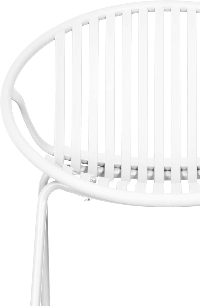 2 Pieces Outdoor Dining Chair,Modern Style Patio Dining Chairs,Breathable Design Stackable Lawn Chairs,Metal Legs+Plastic Backrest,for Patio Or Restaurant Garden (White)