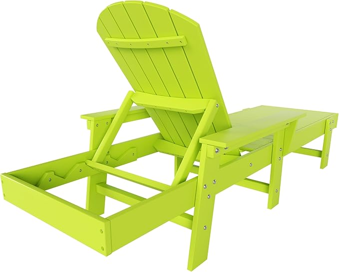 WestinTrends Dylan HDPE Outdoor Patio Poly Adirondack Reclining Chaise Lounge with Arms, Lime