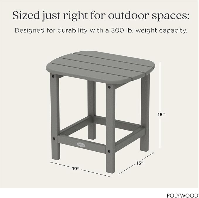 POLYWOOD SBT18GY South Beach 18" Outdoor Side Table, Slate Grey - Photo 3