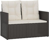 Patio Bench with Cushions Gray 41.3" Poly Rattan Outdoor Benches Garden Benches Outdoor Bench for Park Garden Patio and - Photo 3