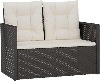Patio Bench with Cushions Gray 41.3" Poly Rattan Outdoor Benches Garden Benches Outdoor Bench for Park Garden Patio and Lounge