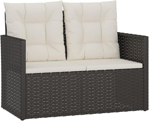 Patio Bench with Cushions Black 41.3" Poly Rattan Outdoor Bench Deck Bench Porch Bench Garden Bench for patios, Gardens - Photo 1