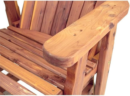 Pemberly Row 23" Solid Wood Cedar Adirondack Swivel Glider, Brown Finish, Handcrafted Outdoor Chair, Fan-Back Tall Support, Smooth Glide and Swivel Motion, Oil-Sealed for Porch, Patio or Backyard Use