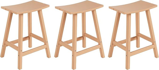 WestinTrends Malibu Malibu 24 Inch Counter High Saddle Stools (Set of 3), Teak