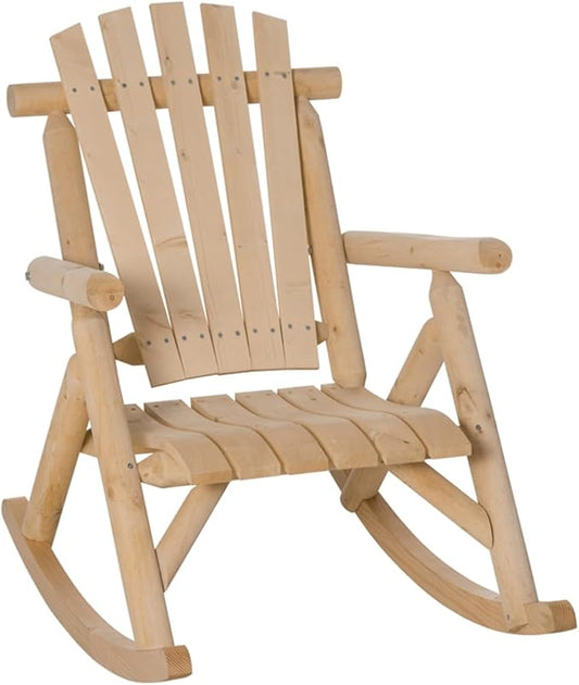 Adirondack Rocking Chair, Solid Fir Wood Patio Rocker with Ergonomic Comfort for Porch, Patio, Garden, Backyard(Natural)