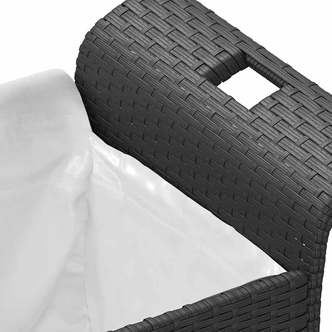 Garden Bench Deck Bench Patio Bench with Cushion Black 45.7"x18.1"x22.4" Poly Rattan