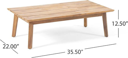 Merax 4pcs Outdoor Acacia Wood Conversation Set with 2 Chais,Loveseat and Coffe Table,with Cushions for Patio,Garden