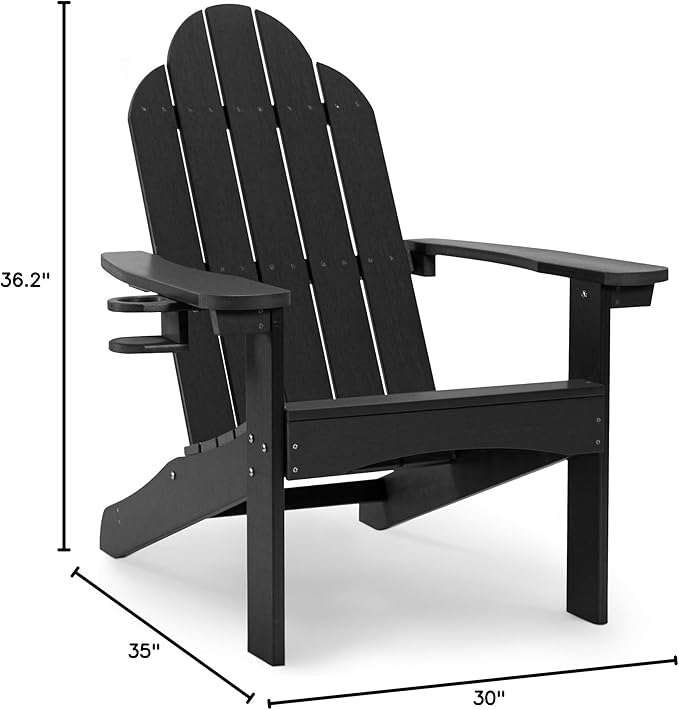LUE BONA HDPS Adirondack Chairs Set of 4, Long-Lasting All-Season Outdoor Patio Chairs, Hidden Cup Holder, 350 LBS - Photo 2