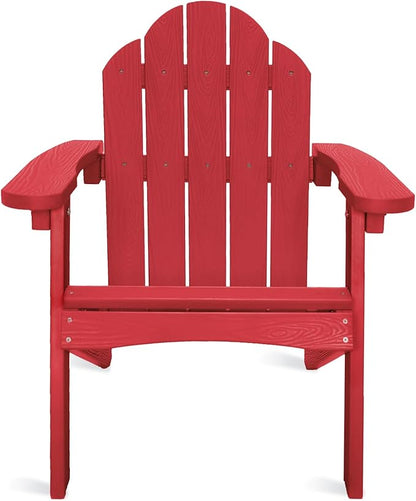 LUE BONA Kids Adirondack Chair - Red Poly Lumber Plastic, Weather Resistant Outdoor Patio Lounge Chair for Toddlers, Balcony, Backyard
