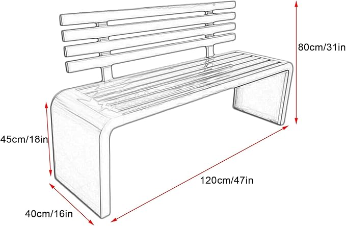 Outdoor Metal Garden Bench, 660lb Capacity, Durable Patio Seating for Yard, Entryway, Park - 47in Blue Bench for Stylish Outdoor Decor