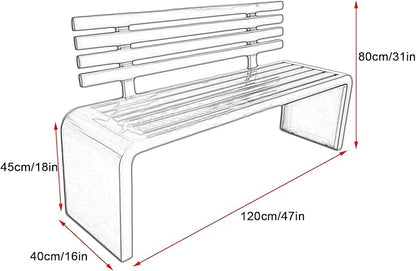 Outdoor Metal Garden Bench, 660lb Capacity, Durable Patio Seating for Yard, Entryway, Park - 47in Blue Bench for Stylish Outdoor Decor