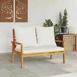 Solid Acacia Wood Garden Sofa Bench with Oiled Finish and Polyester Cushions, Modern Outdoor Seating for Patio - Photo 4
