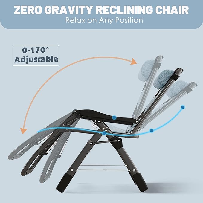 Slsy Zero Gravity Chair, Reclining Lounge Chair with Removable Tray for Indoor and Outdoor - Photo 3