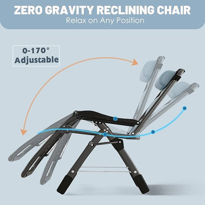 Slsy Zero Gravity Chair, Reclining Lounge Chair with Removable Tray for Indoor and Outdoor, Patio Recliner Folding Reclining Chair, Pacific Blue