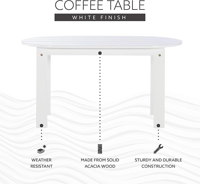 Linon Jayde Adirondack Coffee Table, White 18.11D x 35.24W x 18.11H in