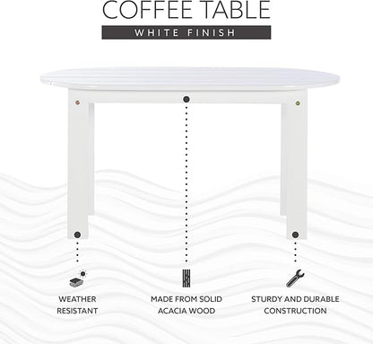 Linon Jayde Adirondack Coffee Table, White 18.11D x 35.24W x 18.11H in