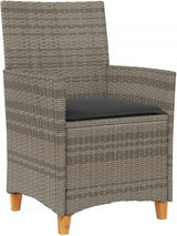 Patio Chairs with Cushions 2 pcs Gray Poly Rattan&Solid Wood, Suitable for patios, Gardens, Balconies - Photo 5