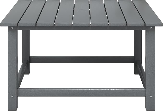 WestinTrends Malibu Low Outdoor HDPE Square Patio Coffee Table, Gray - Photo 3
