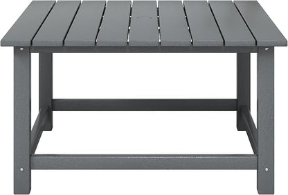 WestinTrends Malibu Low Outdoor HDPE Square Patio Coffee Table, Gray