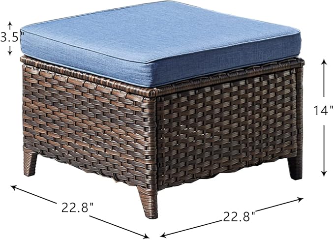 HUMMUH 4 Pieces Patio Bistro Set Wicker Patio Chairs Set of 2 with Ottomans Rattan Outdoor Furniture Conversation Set for Yard,Garden,Porch…
