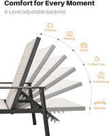 Outdoor Chaise Lounge, Never-Rust Aluminum Patio Lounge Chair - Photo 4