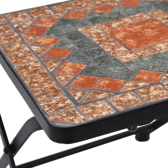 Mosaic Bistro Chairs 2 pcs Orange/Gray Patio Chairs Outdoor Furniture Outdoor Chairs Suitable for Gardens, Pools and Balconies.