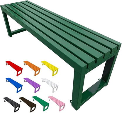 3.3 3.9 4.9 5.9ft Outside Garden Bench, 2 Person Outdoor Metal Patio Backless Bench, Weatherproof Porch Furniture Bench Heavy Duty 880lbs Benches for Park Yard Lawn Front Entrance(Green,5.9ft)