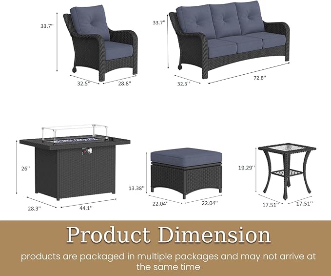 7 Piece Patio Furniture Set with Fire Pit Table - Photo 2