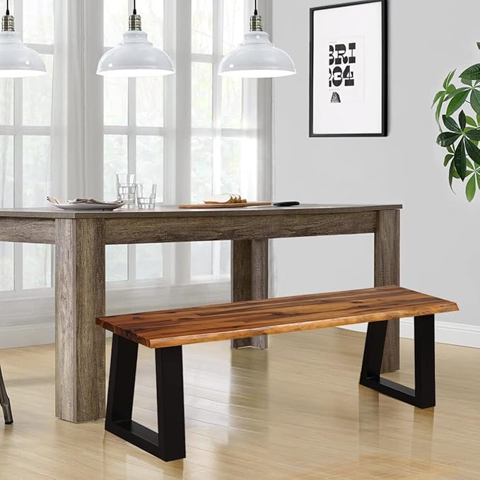 Giantex Set of 2 Wooden Dining Bench Seating Chair Rustic Indoor &Outdoor Furniture