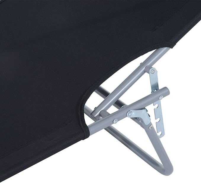 Outsunny Outdoor Lounge Chair, Adjustable Folding Chaise Lounge, Tanning Chair with Sun Shade for Beach, Camping, Hiking - Photo 9