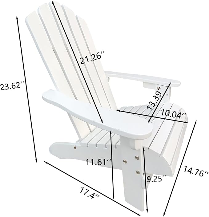 Wood Children Adirondack Chair,Ergonomic All-Weather Adirondack Chairs,Durable Patio Lounge Chair for Outdoor,Garden,Lawn,Indoor,White